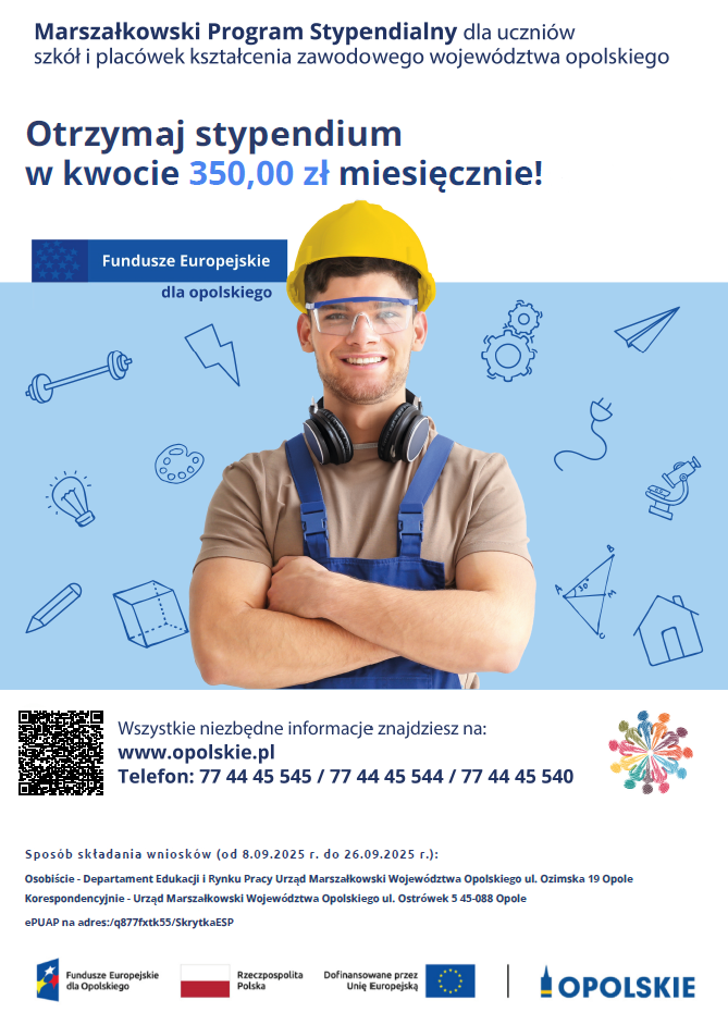 Marszałkowski Program Stypendialny dla uczniów szkół i placówek kształcenia zawodowego województwa opolskiego